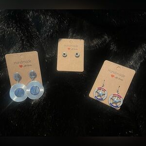 Handmade Silver & Blue Star Dangle Earrings Accessories